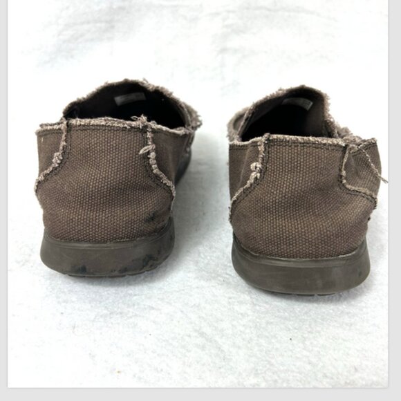 Crocs Santa Cruz Canvas Distressed Casual Moc Loafers Brown Shoes Men’s 11 - Picture 6 of 8
